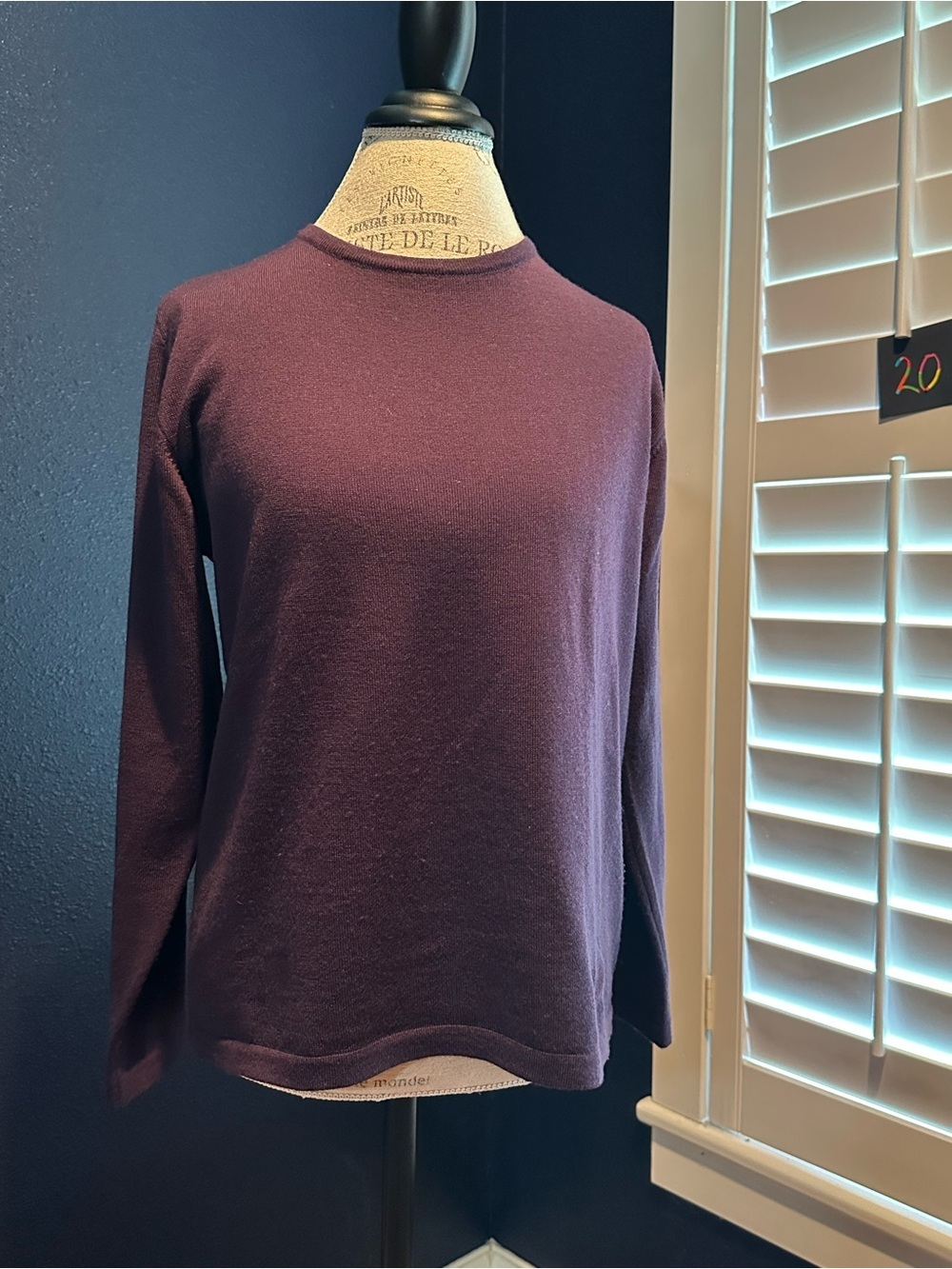Bloomingdale's Women's Crewneck Sweater - Deep Plum 100% Merino